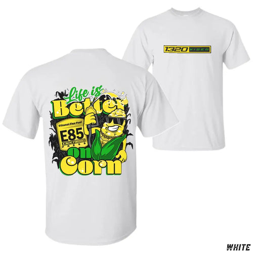 1320 Video "Corn Fuel" T-Shirt - 3D Graphic Tee for Car & Racing Fans