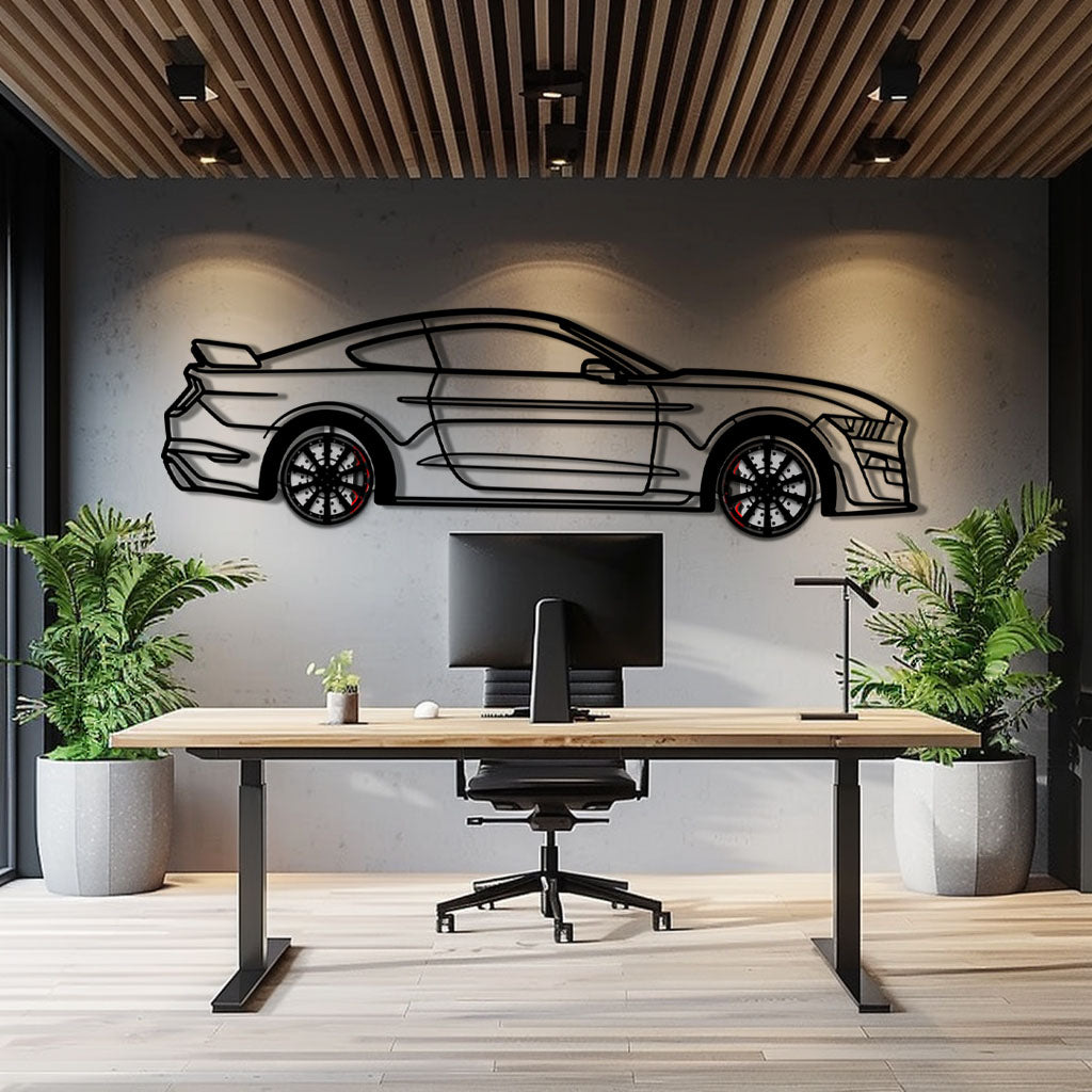 Ford Mustang Shelby GT500 Metal Car Wall Art with Rotating Wheels - Modern Muscle Silhouette Decor - Interactive Automotive Wall Art - KAFMEKA140