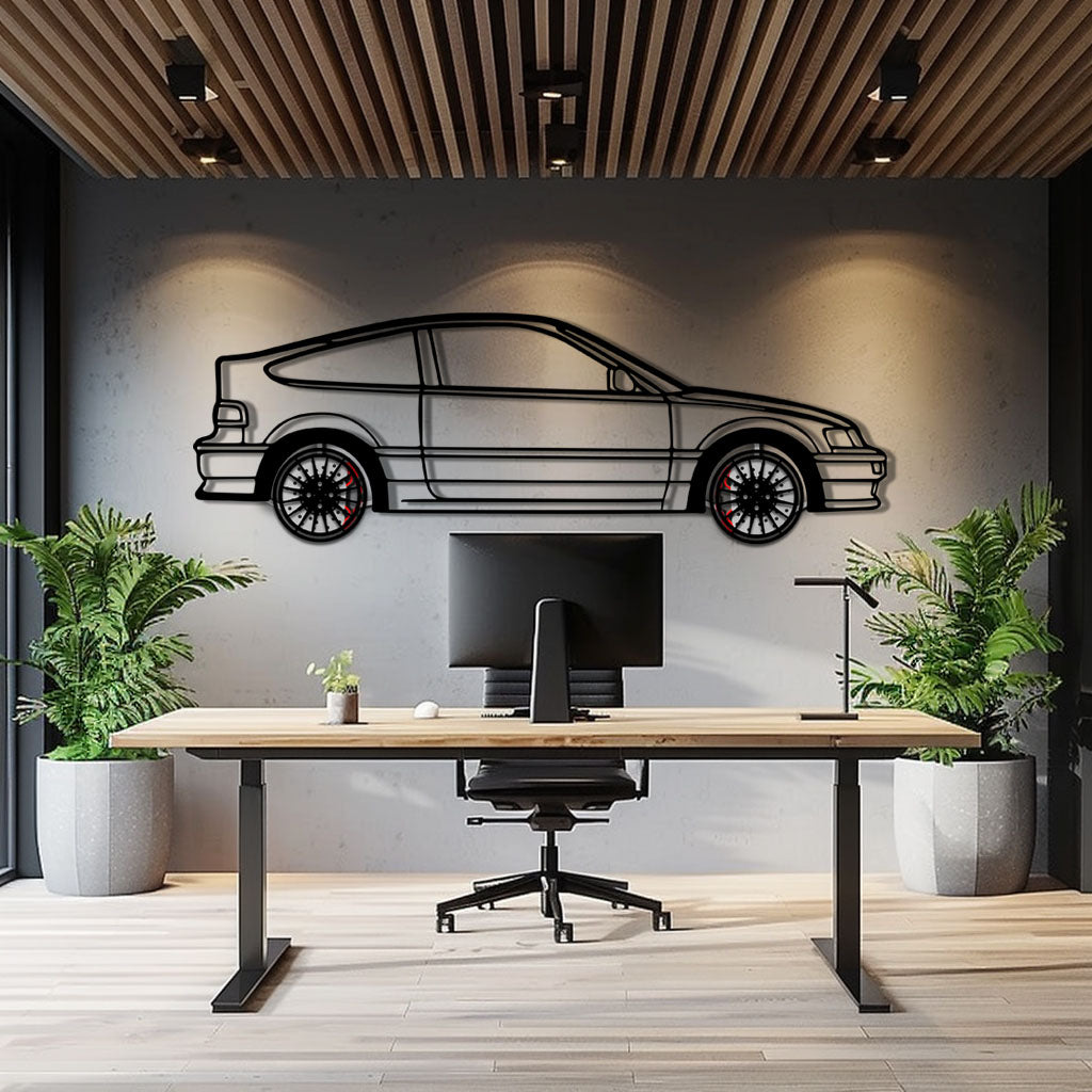 1990 Honda CRX Metal Car Wall Art with Rotating Wheels - JDM Classic Silhouette - Interactive Automotive Wall Decor - KAFMEKA144