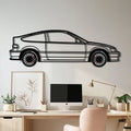 1990 Honda CRX Metal Car Wall Art with Rotating Wheels - JDM Classic Silhouette - Interactive Automotive Wall Decor - KAFMEKA144
