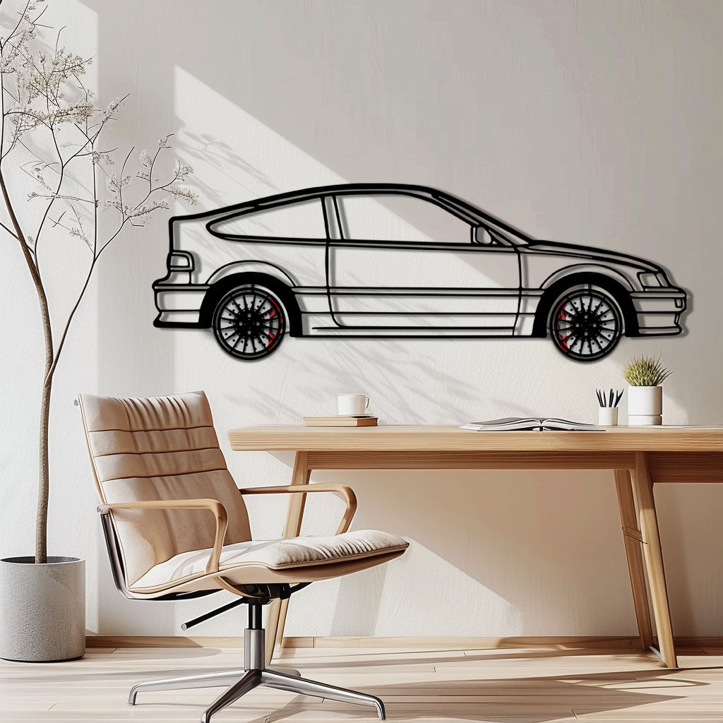 1990 Honda CRX Metal Car Wall Art with Rotating Wheels - JDM Classic Silhouette - Interactive Automotive Wall Decor - KAFMEKA144